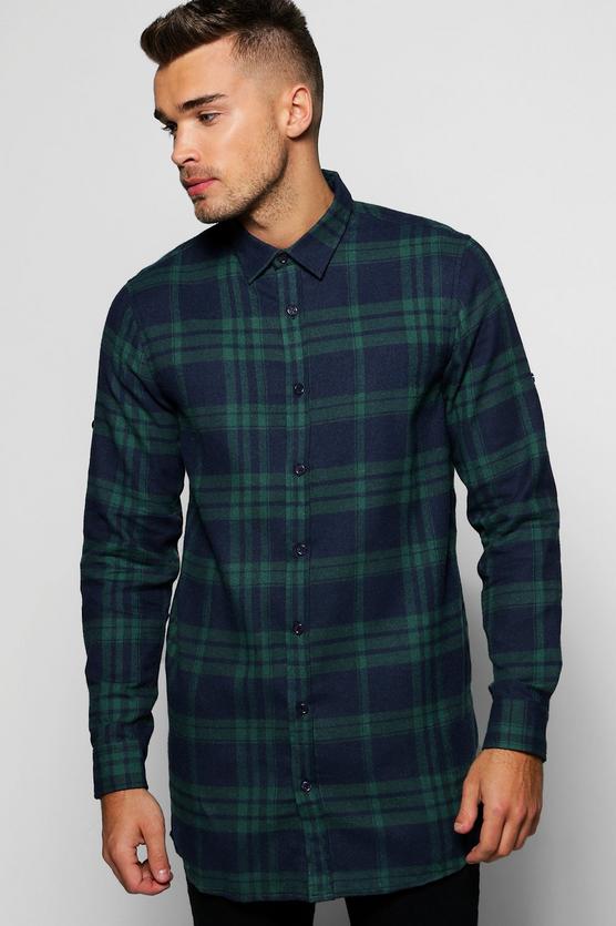 Longline Check Shirt With Back Zip